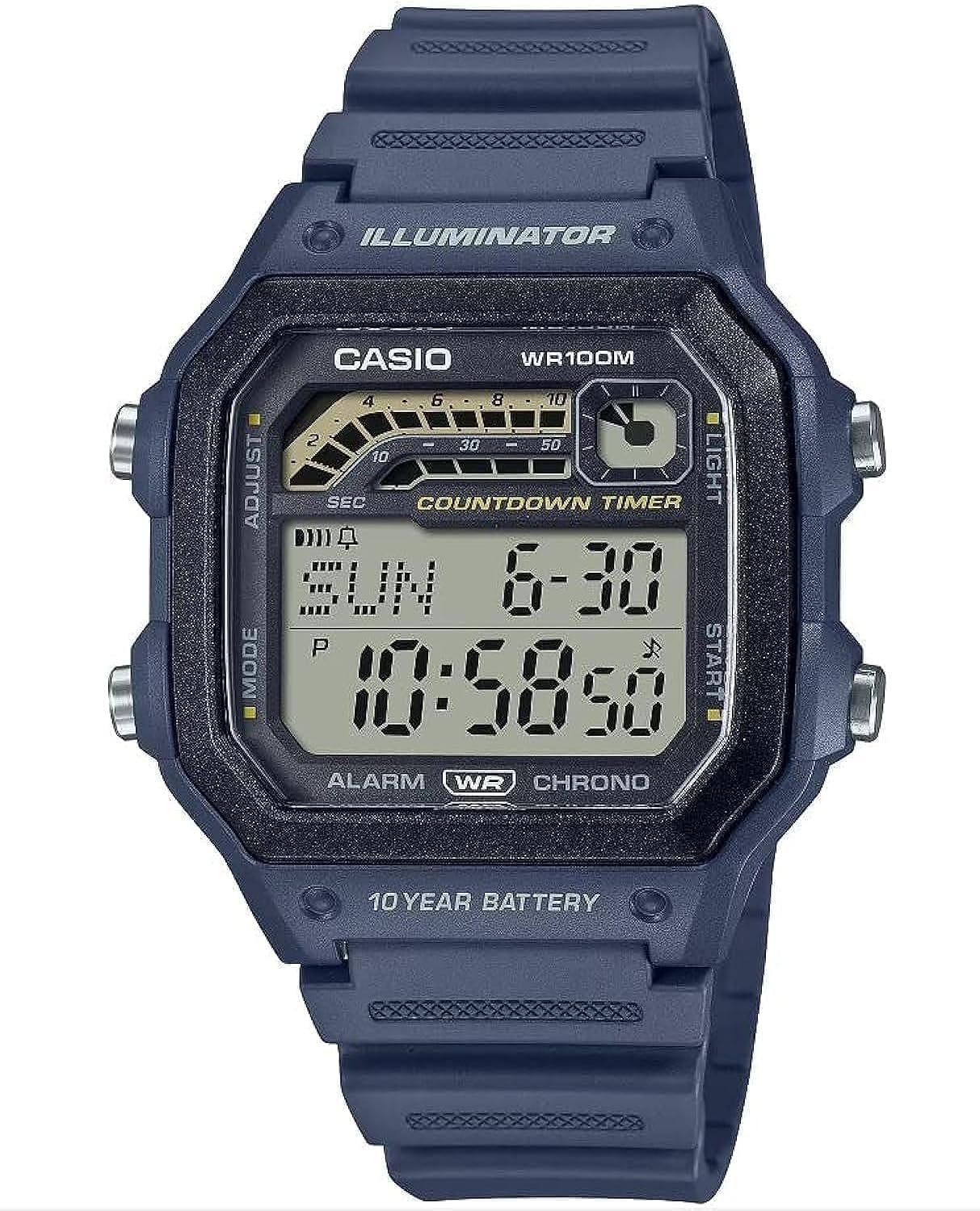 Casio WS1600H Series – Reloj Deportivo para Hombre con Cronómetro, Temporizador, Luz LED y Batería de 10 Años
